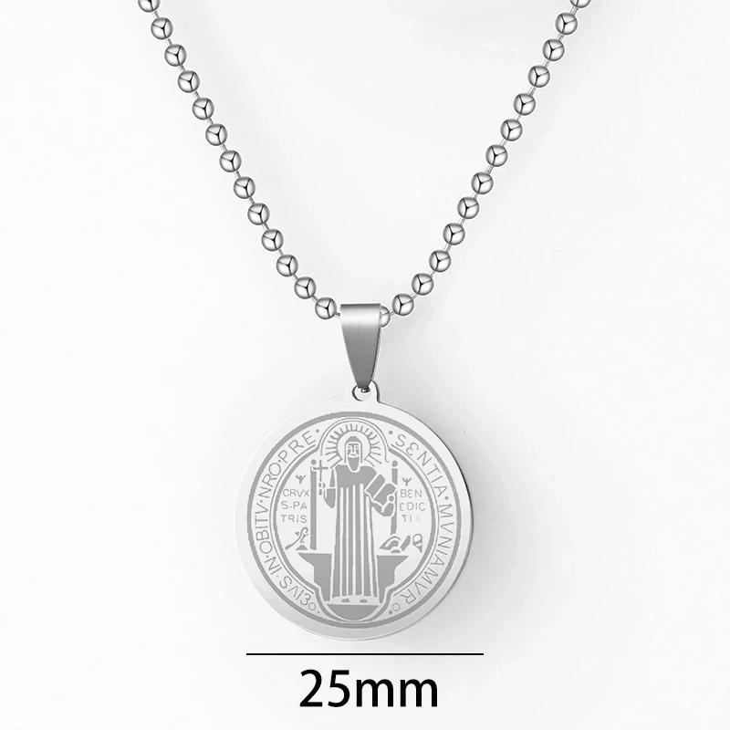 Stainless Steel San Benito Necklace Gold/Silver Color Metal St Benedict Medal Choker For Women Men Religious jewelry