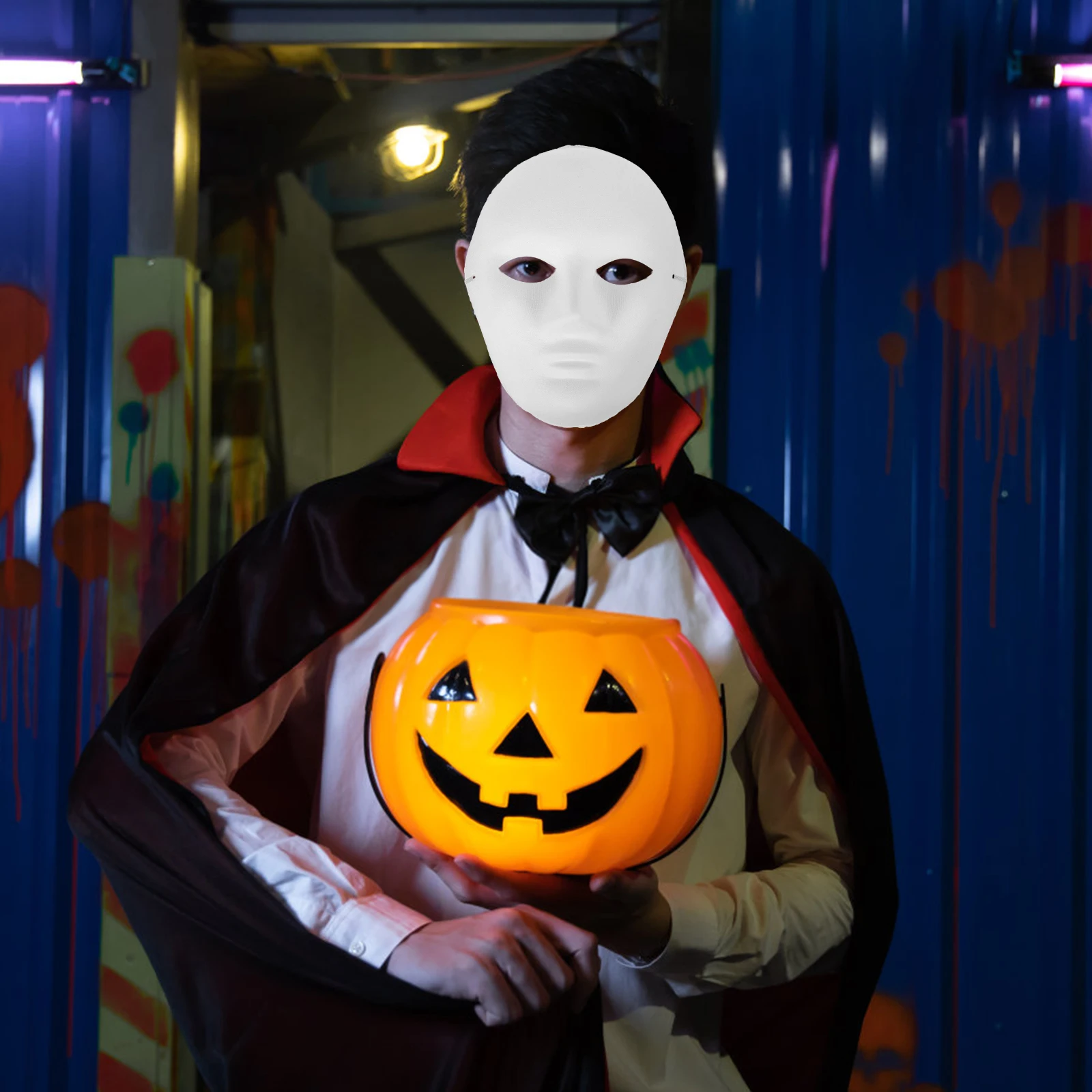 24pcs Diy Blank Face Masks For Halloween Party Handmade Paper Pulp Ghost Costume Adult Full Face Craft Mask Hip-Hop Carnival