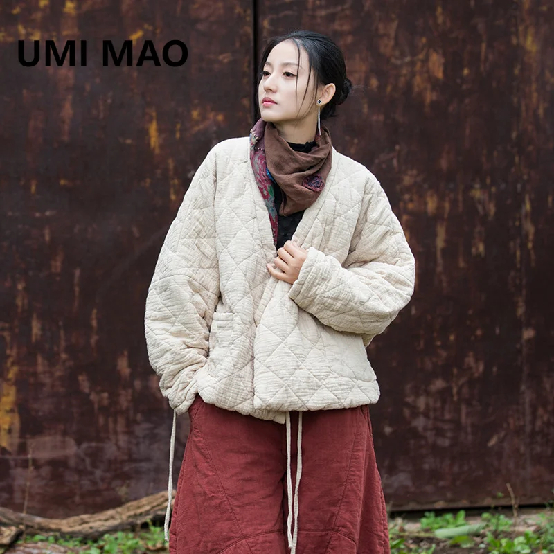 UMI MAO Winter Cotton Clothing Women's New Cotton Intercalation Quilted Warm Cotton Artistic Casual Short Cotton Clothes Femme