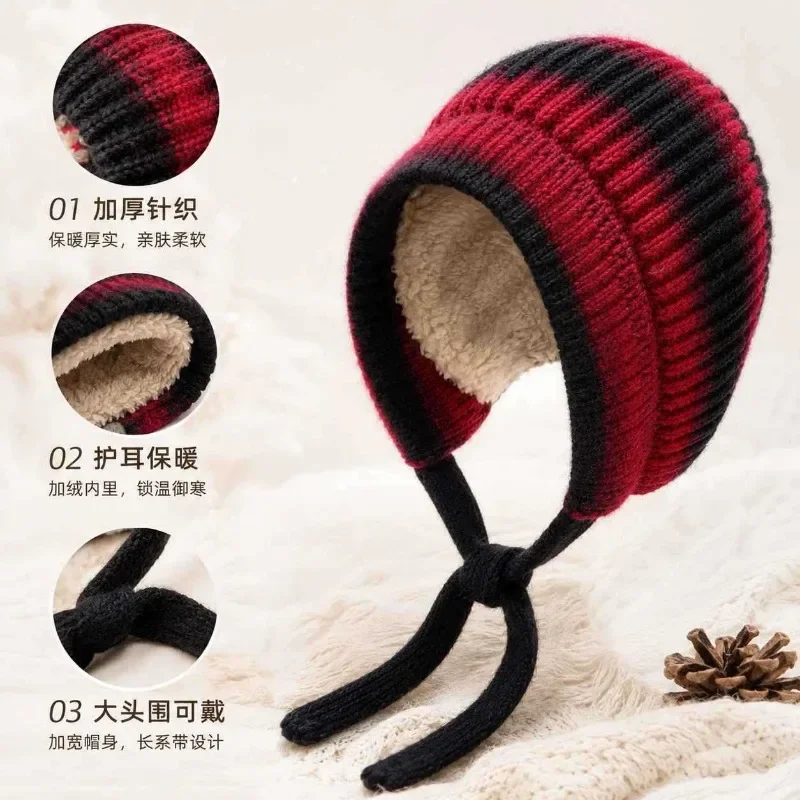 Women's Winter Vintage Mixed Rainbow Knit Beanie Rolled Warm Hat