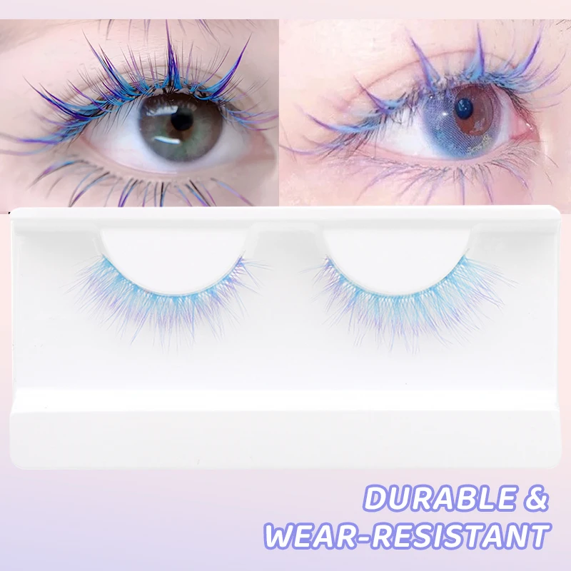 DINGSEN Bunte Wimpern, künstliche Wimpern, DIY-Wimpern, blau, rot, rosa, farbige Wimpern, falsche Wimpern, natürliche Streifenwimpern, Cosplay – Detail 10
