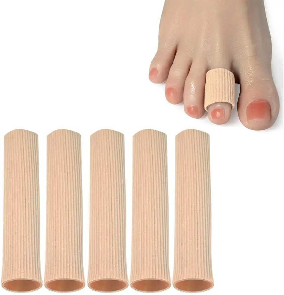 Fabric Cotton Toe Sleeves Separator Protector Cuttable Finger Tubes for Bunion Corn Callus Blister Relief Cushion Pain Hammertoe