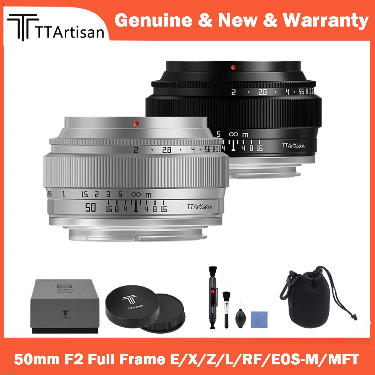 

TTArtisan 50mm F2 Full Frame Large Aperture Camera Lens for Sony E Fujifilm XF Canon M Leica L Nikon Z Panasonic Olympus M43