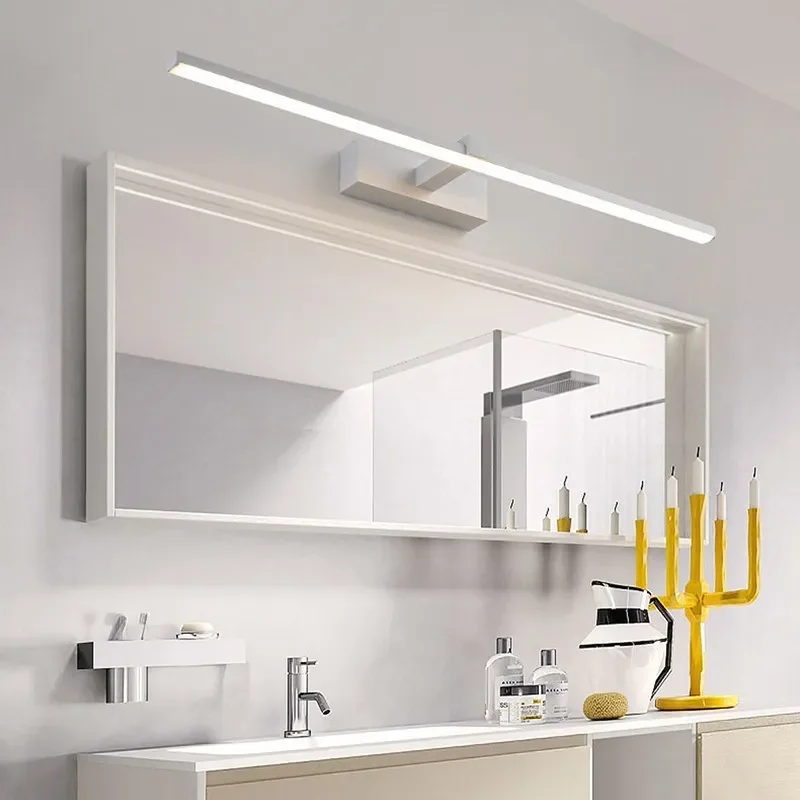 Luzes LED Flat Mirror para Banheiro, Lâmpadas de parede, Impermeável, Branco, Preto, Moderno, Interior, Iluminação, Maquiagem