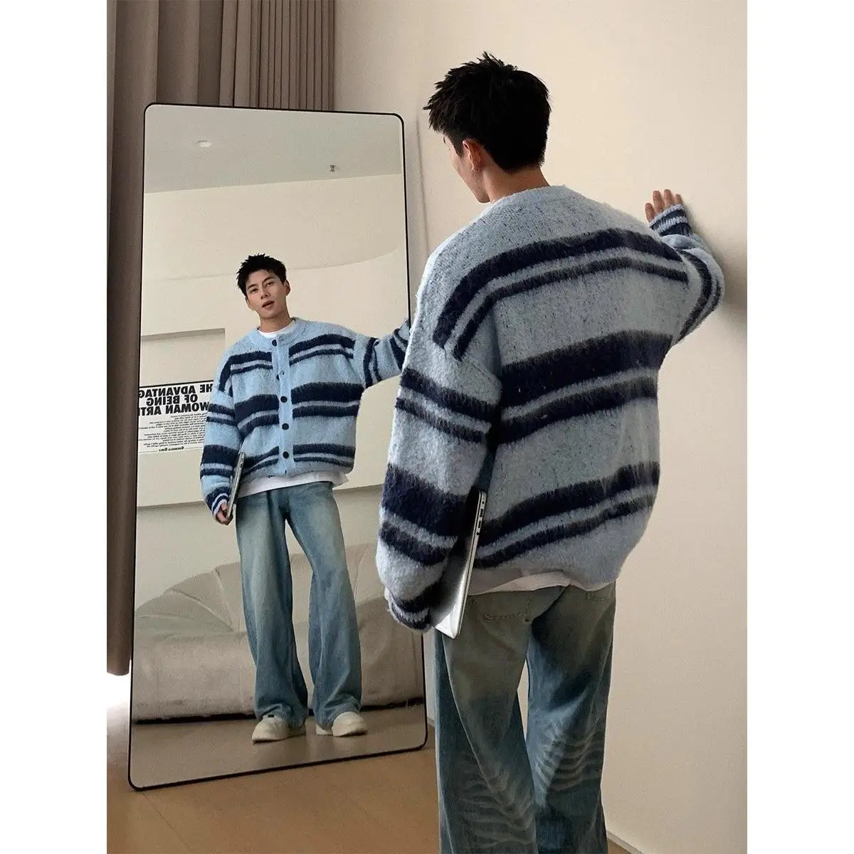 

Американский ретро-кардиган из мягкого искусственного меха, осенне-зимний, в стиле аэрофэшн, вязаный, износостойкий, с защитой от УФ-излучения