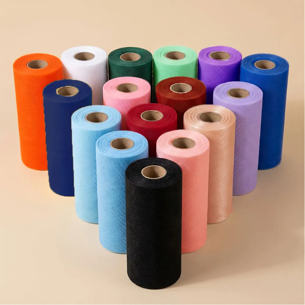 1 Roll 50Yards Extra‑Long Multi‑Color Craft Tulle, for Bows, Bouquets, Gift Boxes, Skirt Edges, Chair Back Decor