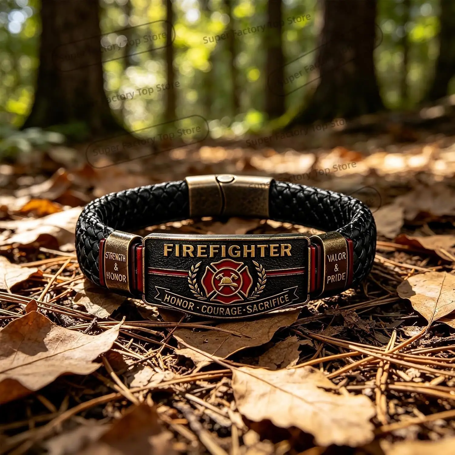 Firefighter Honor Bracelet-A Tribute to Courage & Sacrifice-Cross & Axe Emblem Cord Bracelet for Men-Firefighter Gift for Heroes
