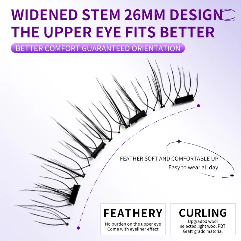 Heißer Verkauf magnetisches falsches Wimpern-Set, leichter kleiner Teufel, ein Paar kleberfreie Supernatural-Nerzhaarimitation