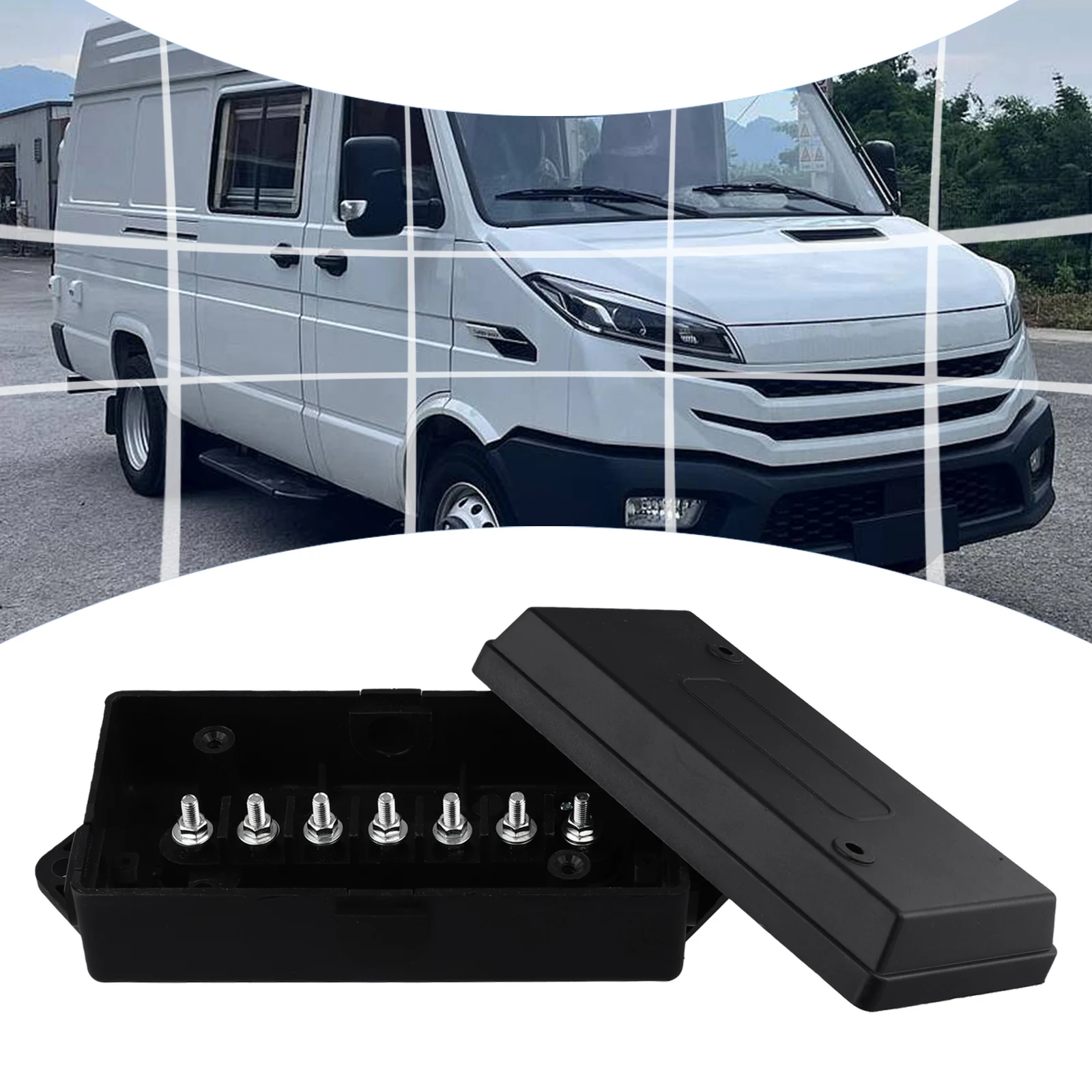 1 Pc 7-Way Electrical Trailer Wire Junction Box 7 Gang Trailer Wire Connection Box RV Light Cord Wiring Block Holder Black
