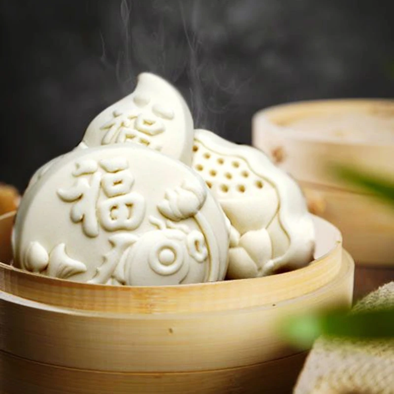 Mooncake Molds Chinese Traditional Mid-autumn Festival Moon Cakes Moulds 7 Different Pattern Shape Wooden Handmade Molds