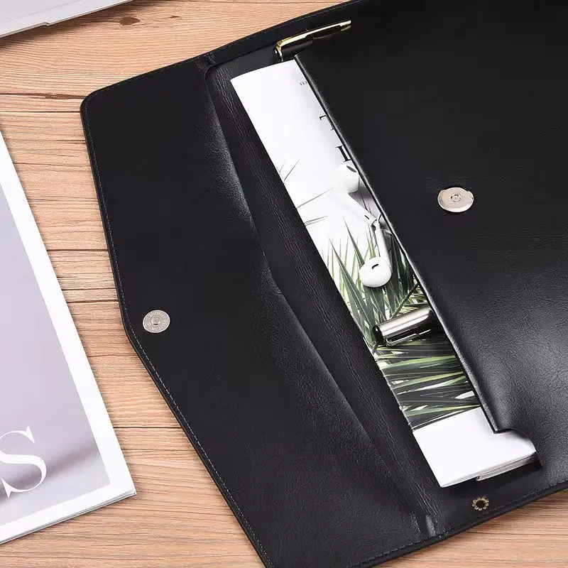 PU Leather A4 File Folder Document Holder Envelope Folder Case with Snap Closure for Receipt Contract A4 A5 A6