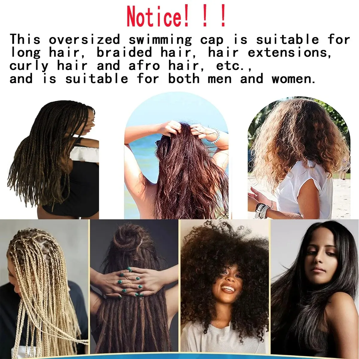 1pcs Long Hair Oversized Swimming Cap, Waterproof Silicone Swimming Cap Suitable for Women, Men, Braids, Braids, Afros