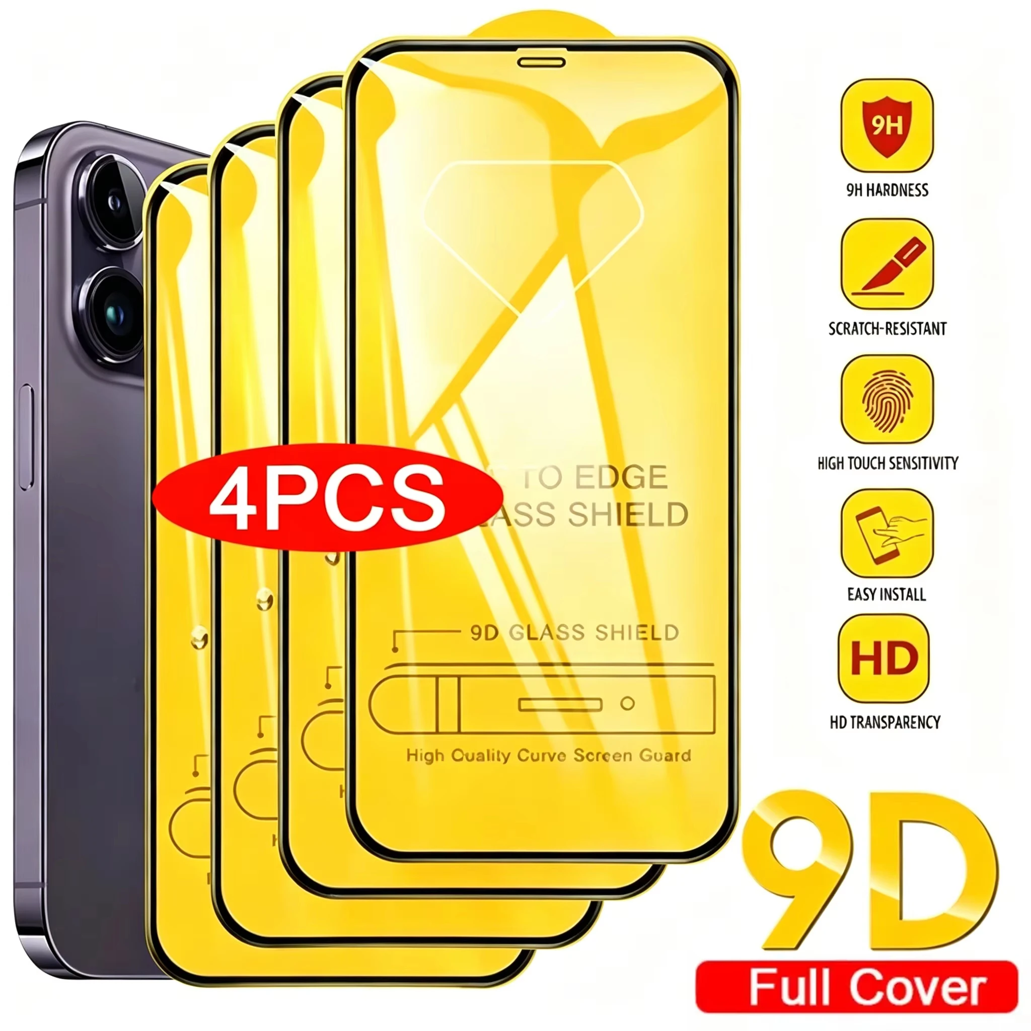 4 Stück 9D Härtegrad Panzerglas für Samsung A57 A17 A37 A07 A56 S26 Ultra S25 S24 S23 S22 S21 FE A55 A35 A34 HD Displayschutzfolie
