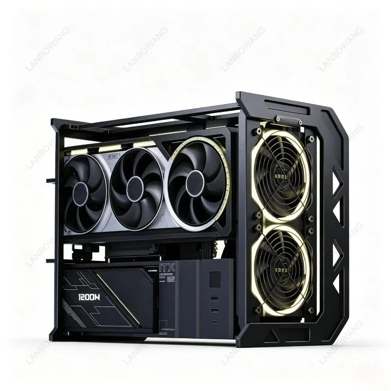 For DEFENDER 02 CNC Aluminum Open Frame Chassis, ITX Modular Water Cooling Cabinet for DIY MOD Gaming PC Build