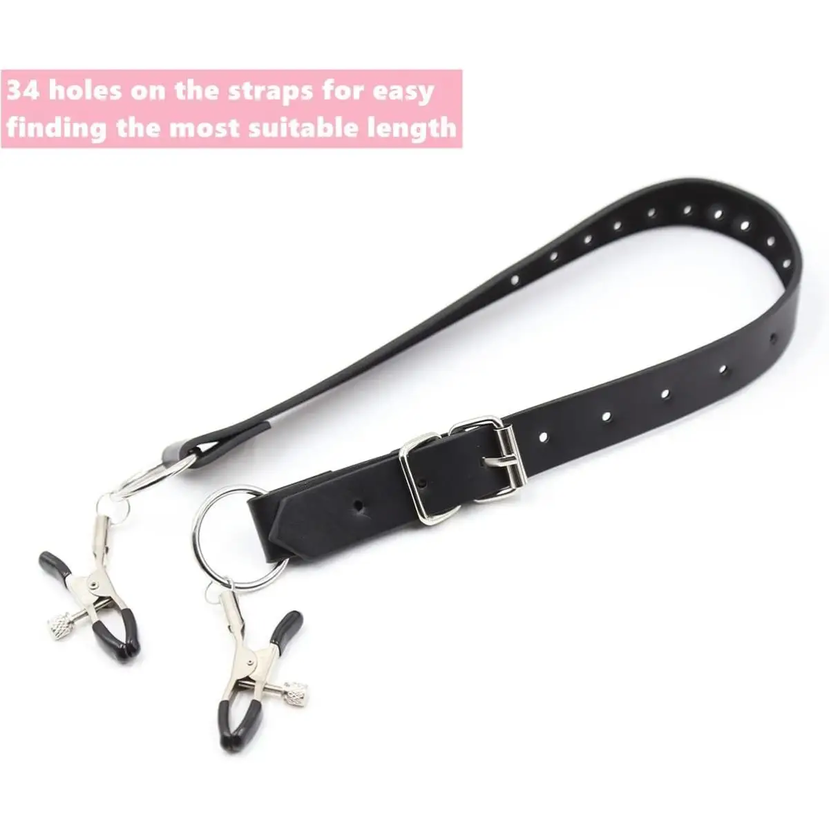 SM Bondage Labia Spreader Nipple Clips Vaginal Clitoris Clamps with adjustable Leather Straps Rubber Tips Fetish Sex Restraints - Image 4