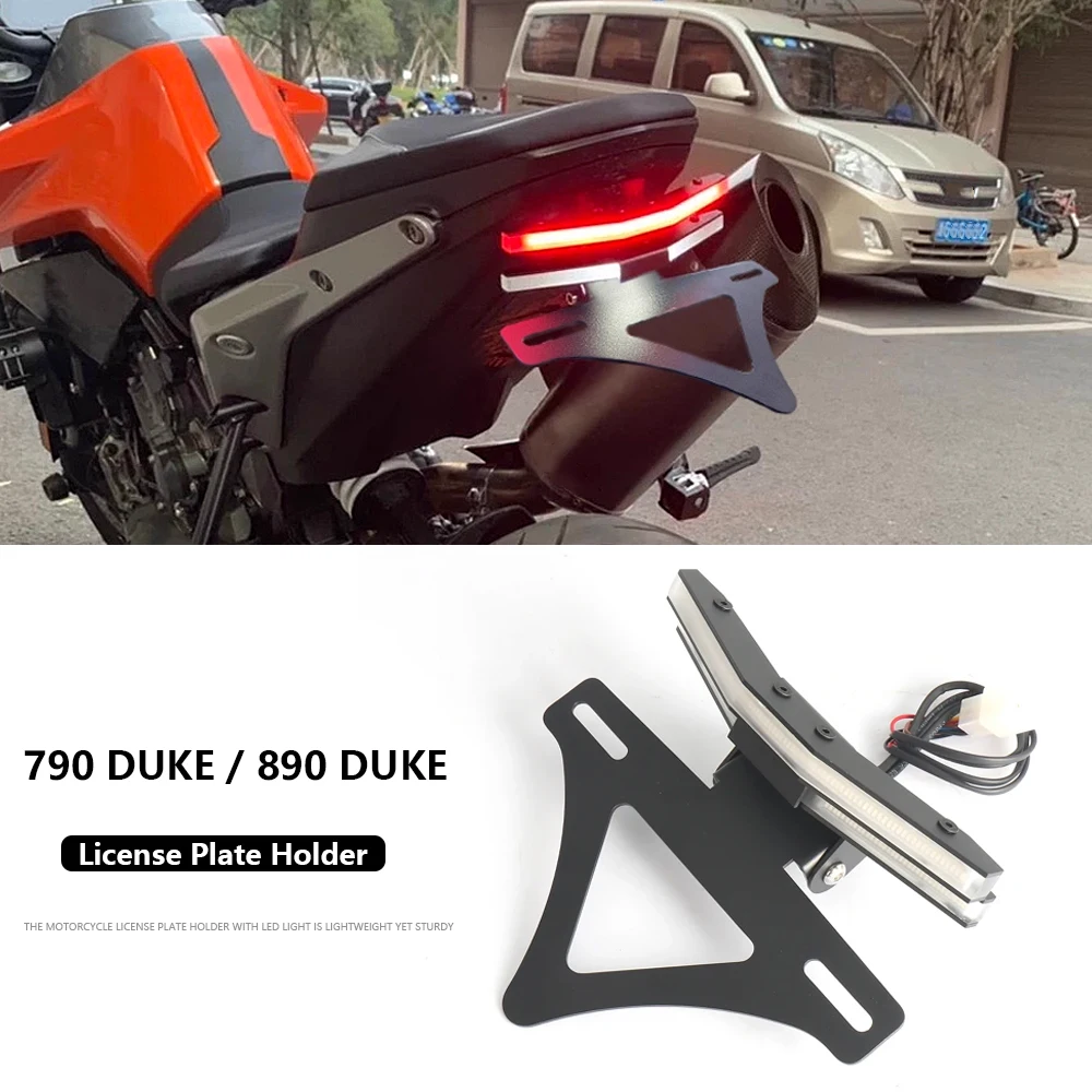 

For DUKE 790 890 790Duke 2025 Motorcycle Folding License Plate Holder LED Turn Signal Tail Brake Light Flasher Fender Eliminator