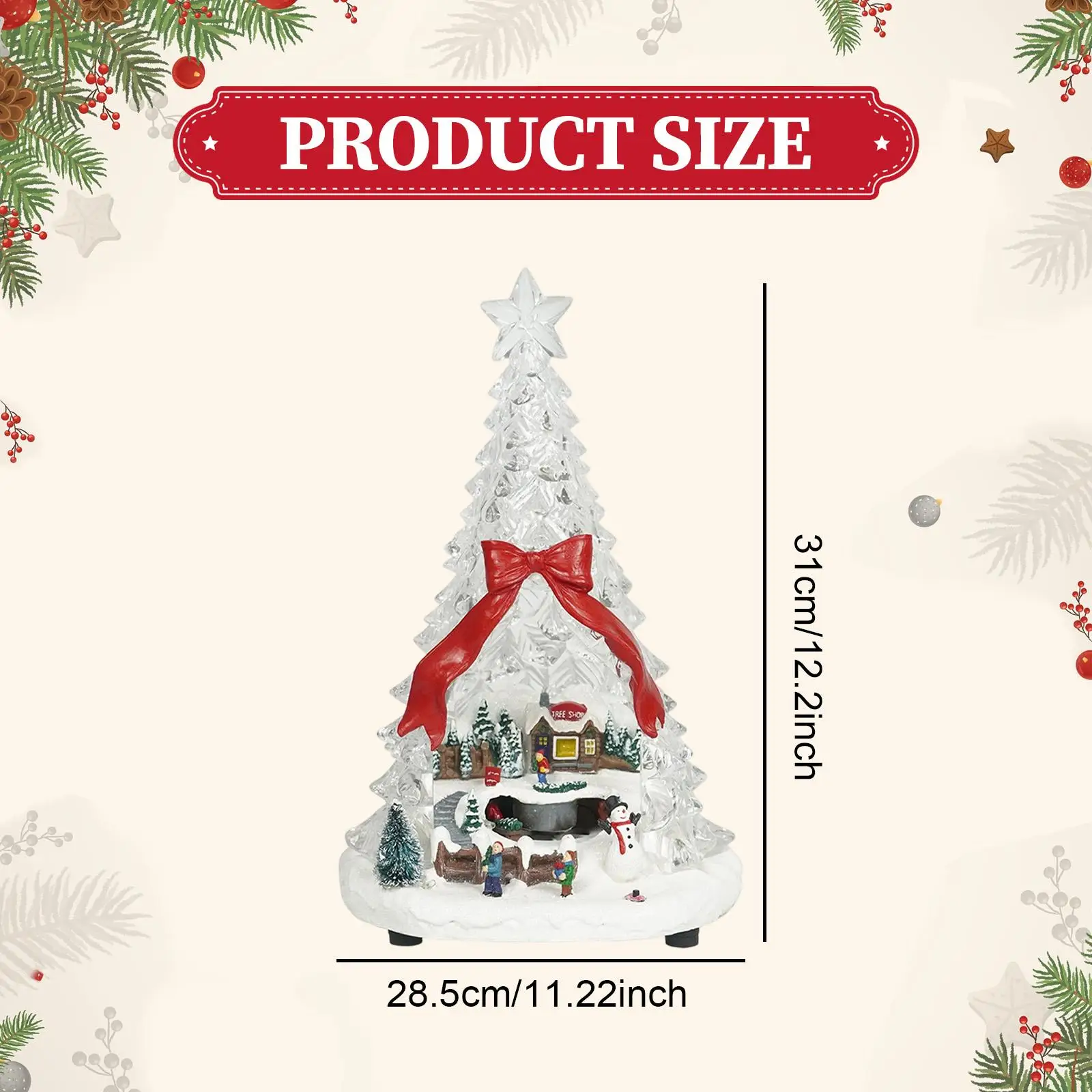 مضاءة شجرة عيد الميلاد تمثال صندوق موسيقي ضوء الليل لمهرجان الحفلات