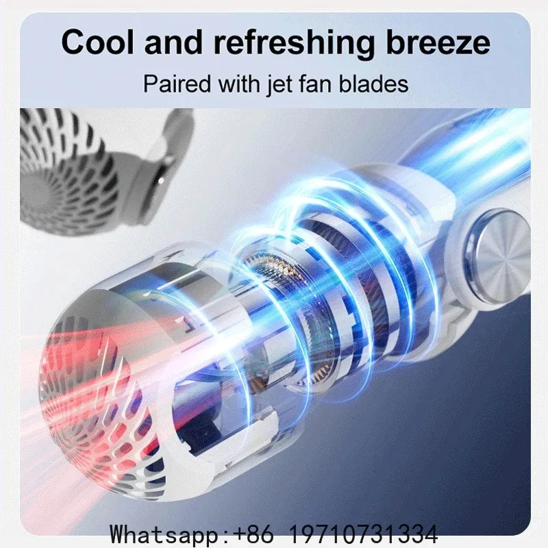 Portable Hanging Neck Fan Bladeless Mounted Mini USB Rechargeable Mute LED Digital Display Electric Fan Summer Air Cooler