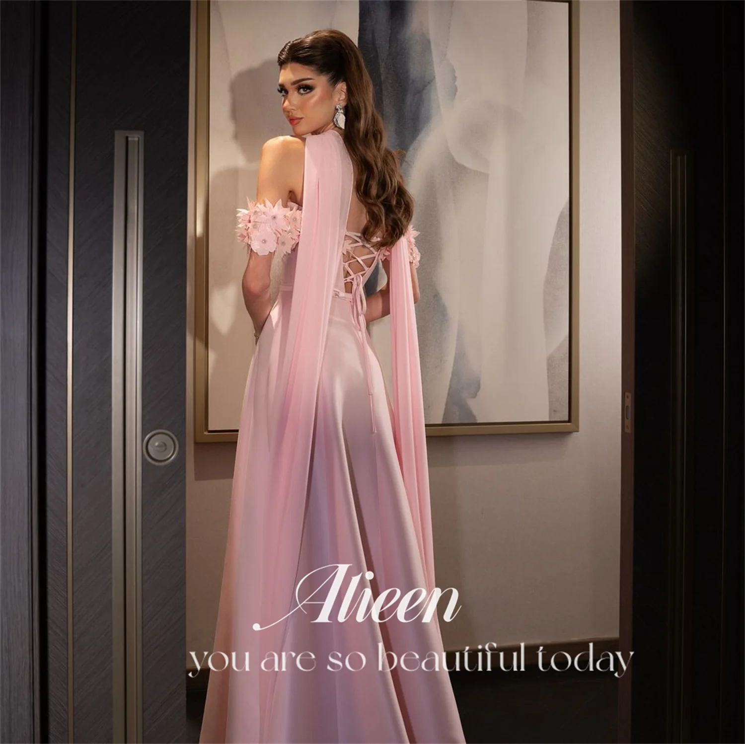 Aileen-Robe de Mariée Trapèze Rose avec Fleurs 3D, Sexy, Sharon, Happy fur ses, Robe de Soirée, Bal, Quelle que soit la ix, Gala, 2024