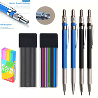 2.0MM Metal Mechanical Pencil Art Drawing Automatic Pencil With 24Black/Color 2B Lead Refills Writing Office Stationery Supplies