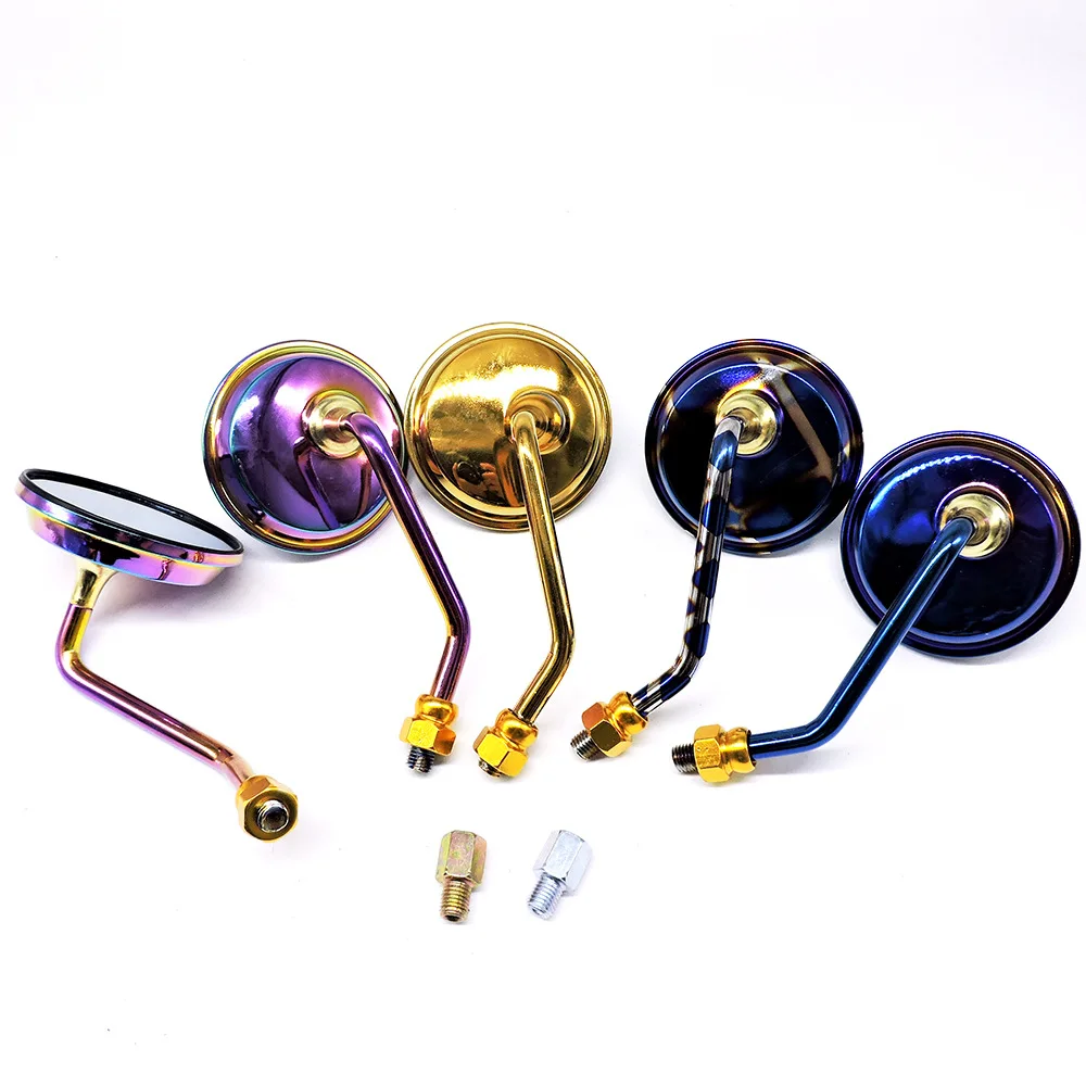 

Motorcycle Rearview Mirror Modified Small Round Mirror with Colored Plating Reflective Surface