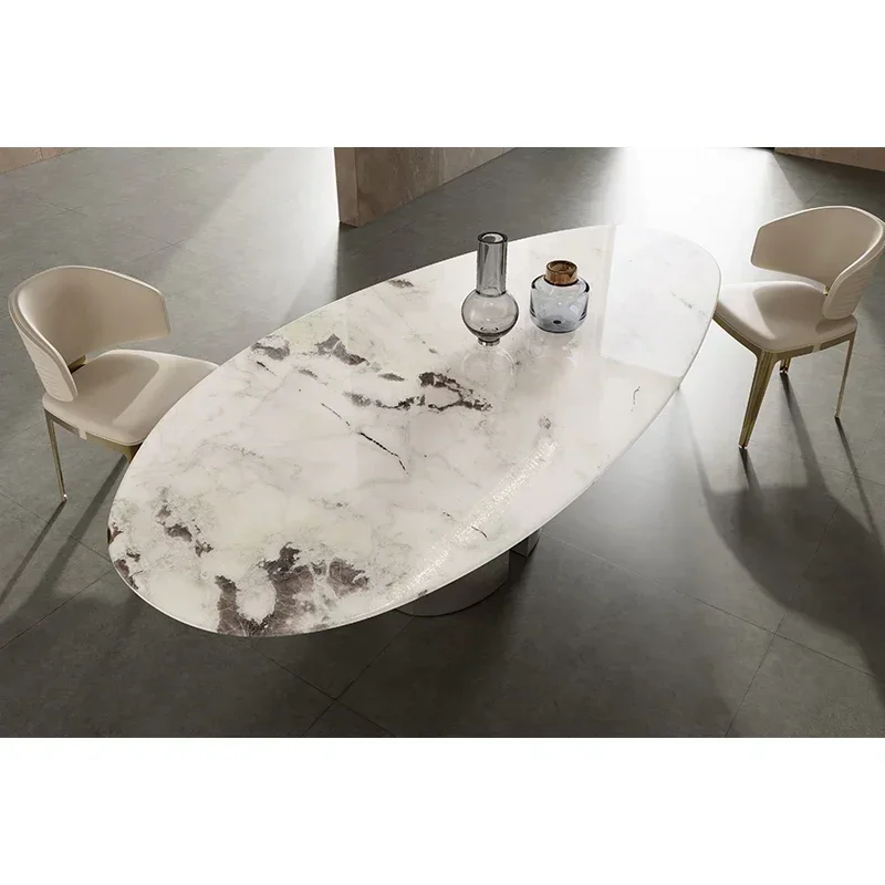 Marble water drop dining table Pandora light luxury natural luxury stone villa large apartment high-end