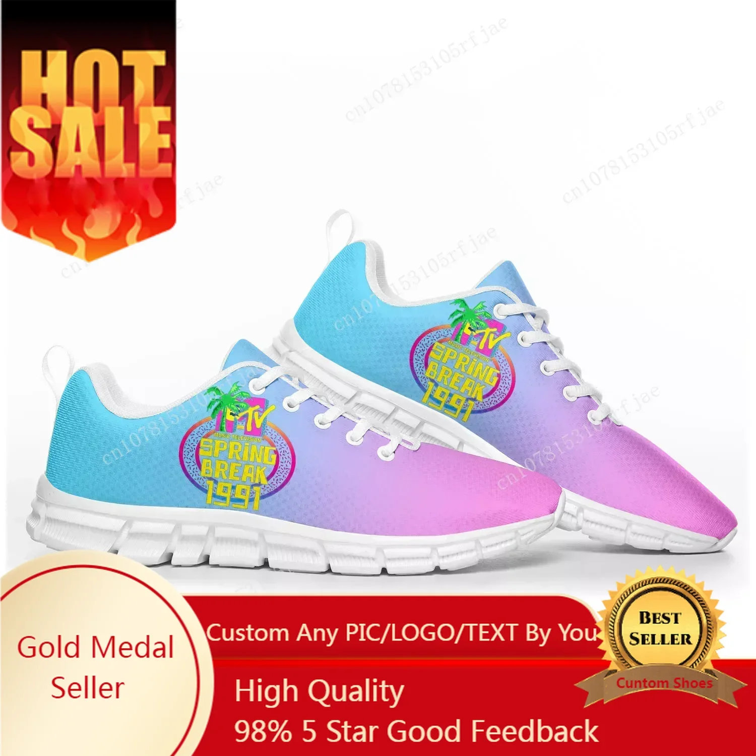 

MTV Spring Break 1991 Pop Sports Shoes Mens Womens Teenager Sneakers Casual Custom Couple Shoes White