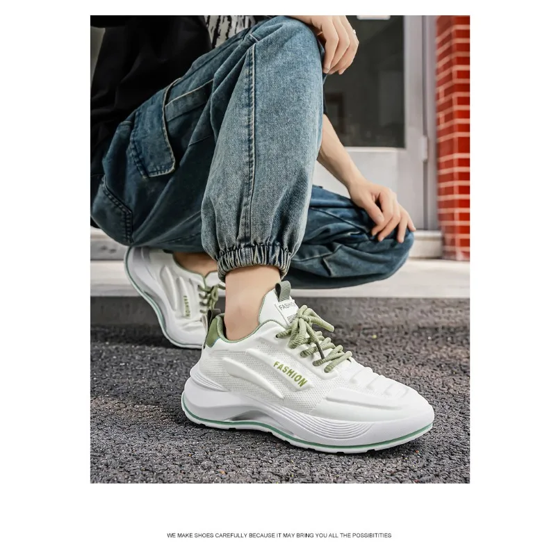 Baskets décontractées respirantes à semelle épaisse pour hommes, collection été 2026 – Chaussures de course légères et tendance pour le streetwear
