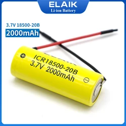 18500 Battery 3.7V 2000mAh Rechargea ble Battery Recarregavel Lithium li-ion Batteies +DIY Silicone cable