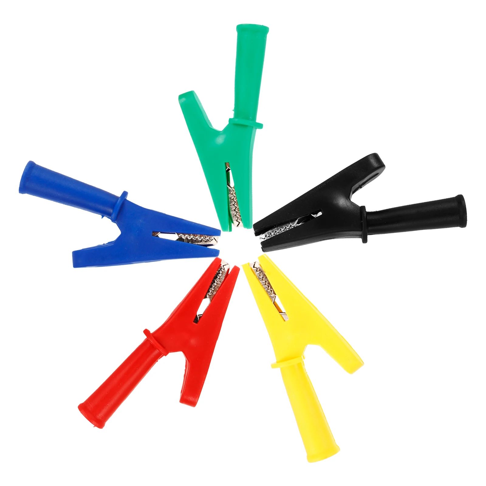 

5pcs Copper Alligator Clips 10A Large Current Insulated Electrical Testing Clamps 4mm Plug Red Black Yellow