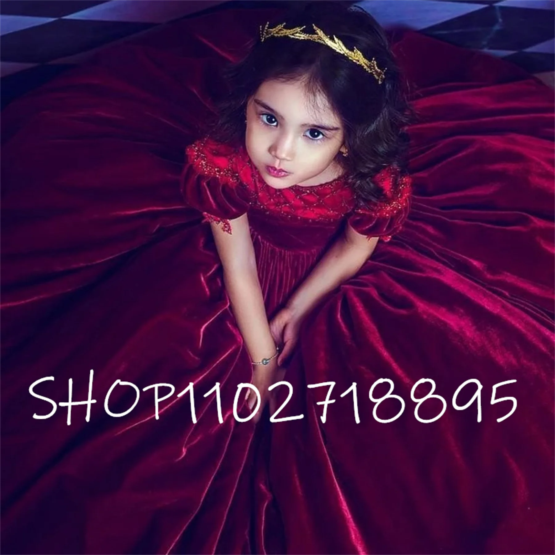 Long Flower Girl Dress For Wedding Glitter Lace Tulle Full Sleeves Princess A-Line First Communion Dress