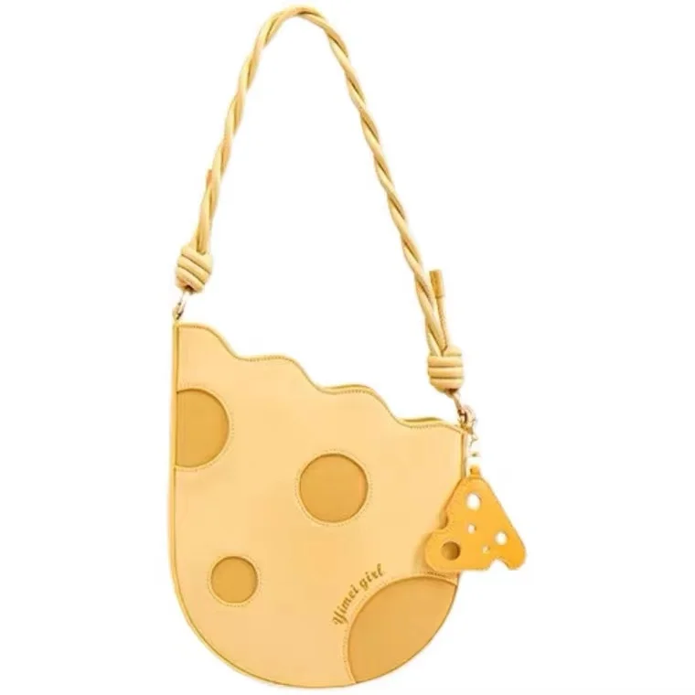 Fashion Lovely Cheese Shape Women Shoulder Bag Yellow Pu Leather Girls Underarm Bags Female High Quality Cute Purse Handbags