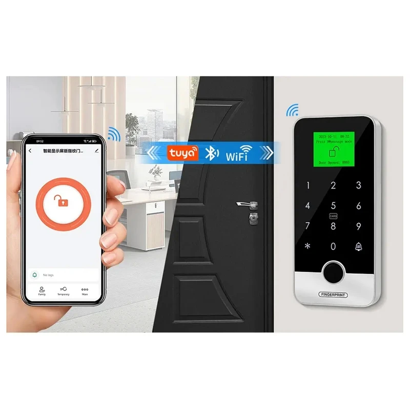 Imagem -04 - Tuya App Smart Fingerprint Rfid Access Control Teclado Toque Ip65 Impermeável Abridor de Porta 13.56mhz