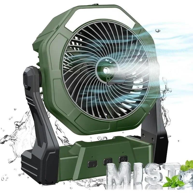 Portable mist fan, patio outdoor fan with water mist, suitable for home, outdoor, camping