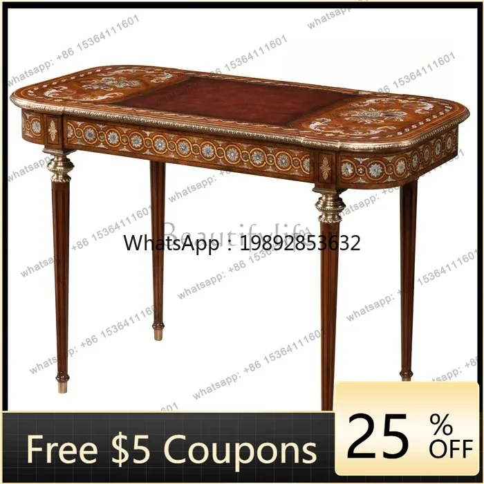 

FF Nordic mahogany dresser classical European writing desk inlaid shell desk