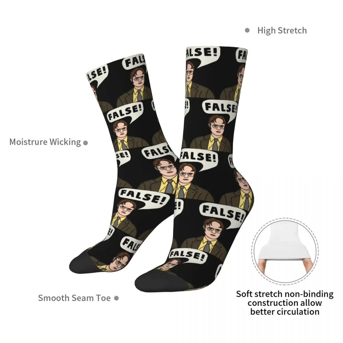 Dwight Schrute The Office False Quote Socks Harajuku High Quality Stockings All Season Long Socks for Man's Woman's Gifts