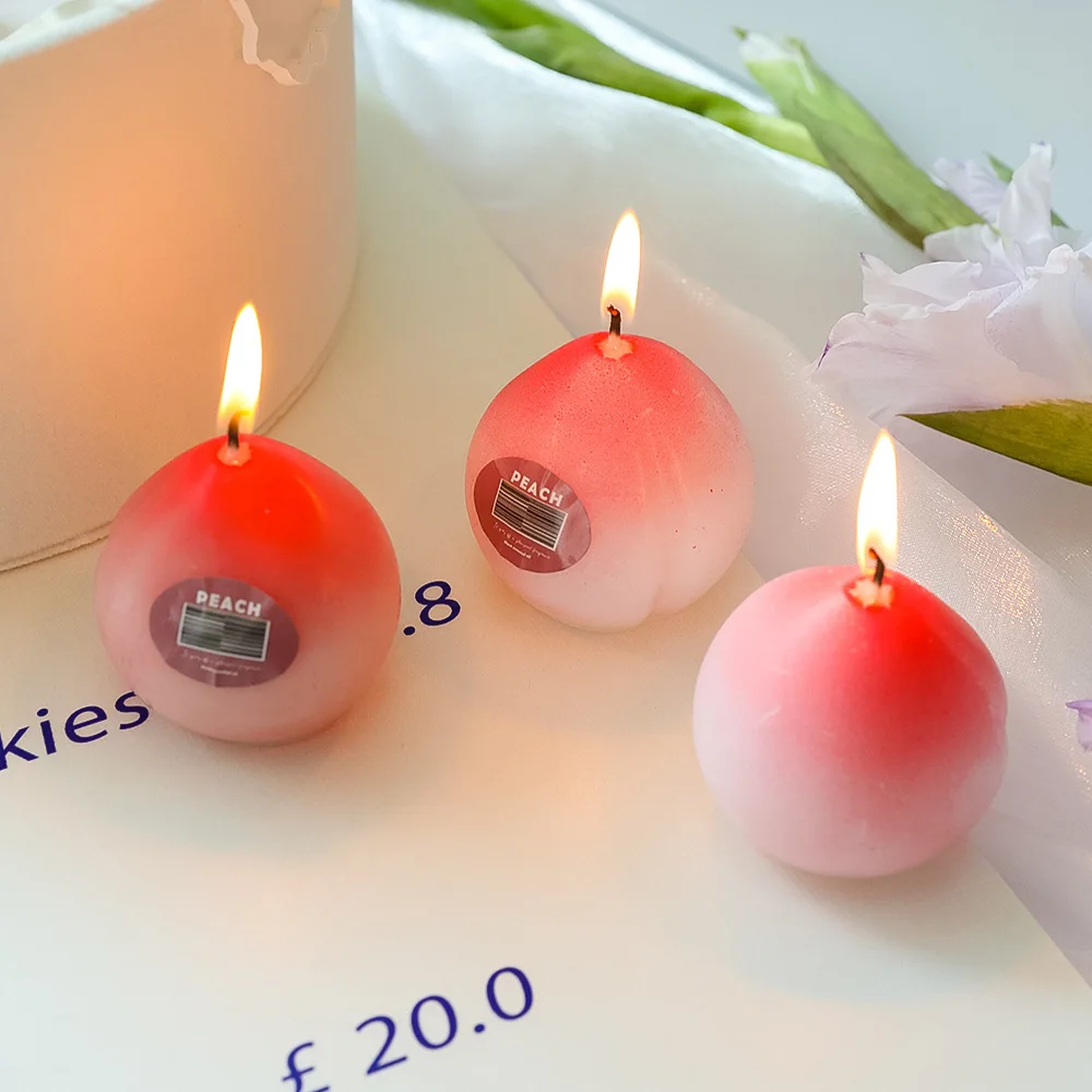 Gifts PartyCreative Lovely Kawaii Aromatherapy Peach Flavor Candles for Festival Anniversaries Wedding Birthday Room Office