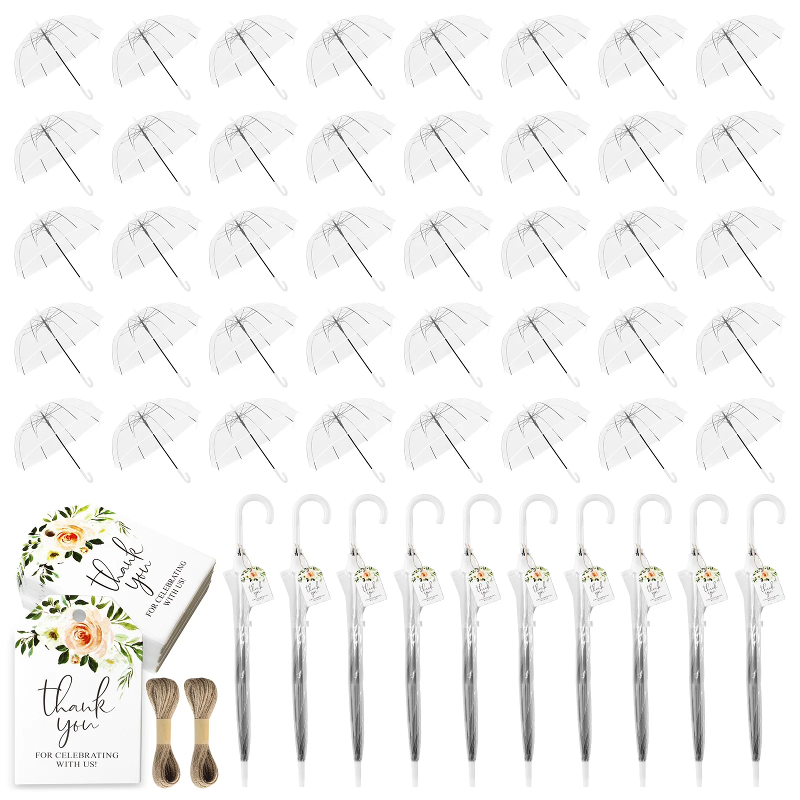 

52 Inch Large Clear Bubble Umbrellas Bulk Dome Rain Windproof Stick Umbrellas for Wedding Bridal Parties Graduation