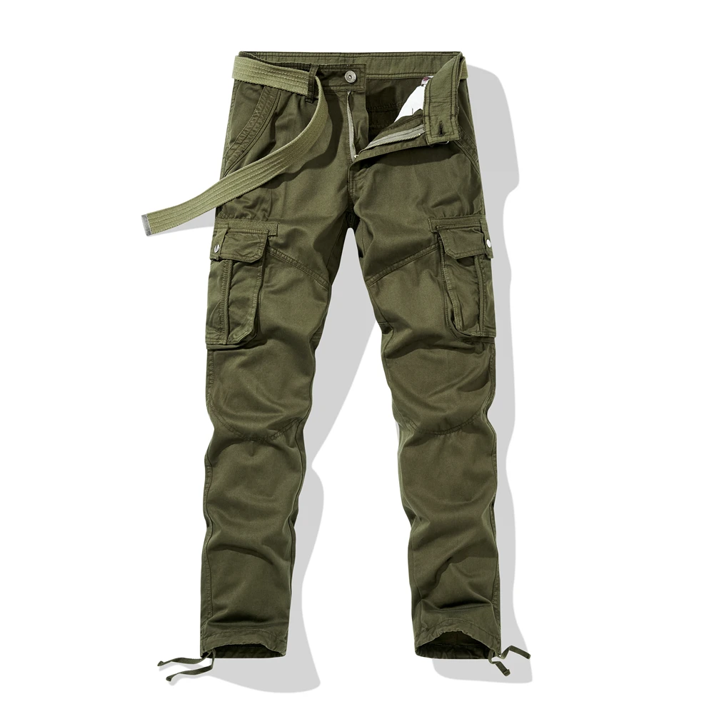 Man Cargo Pants Fashion Pure cotton High Waist Workwear Trousers Trend Slim High Street Brand Straight Casual Binding Leg Pants