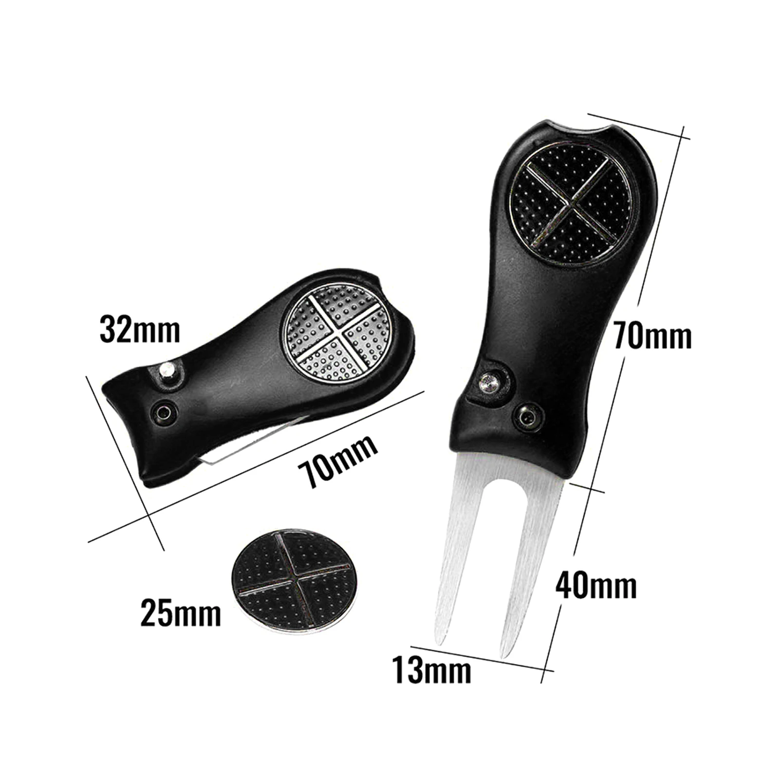 Folding Golf Divot Repair Tool, Pitchfork Aço Inoxidável, Putting Fork, Golf Training Acessórios para Iniciantes