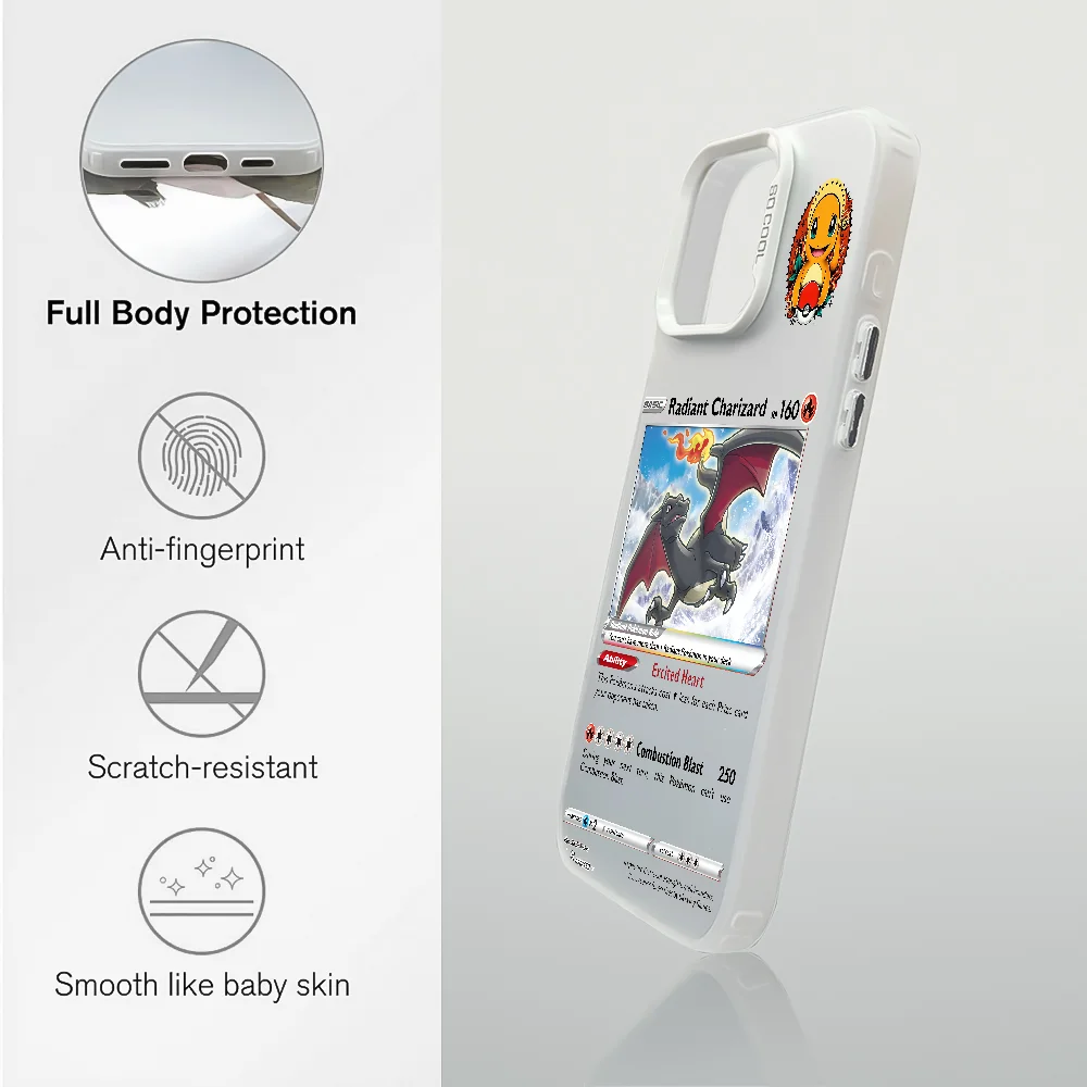 Чехол для телефона Charizard Card Introduction для IPhone 16 Pro Max 15, 14, 13, 12, 11 Plus, многоцветный лазерный противоударный чехол Aurora