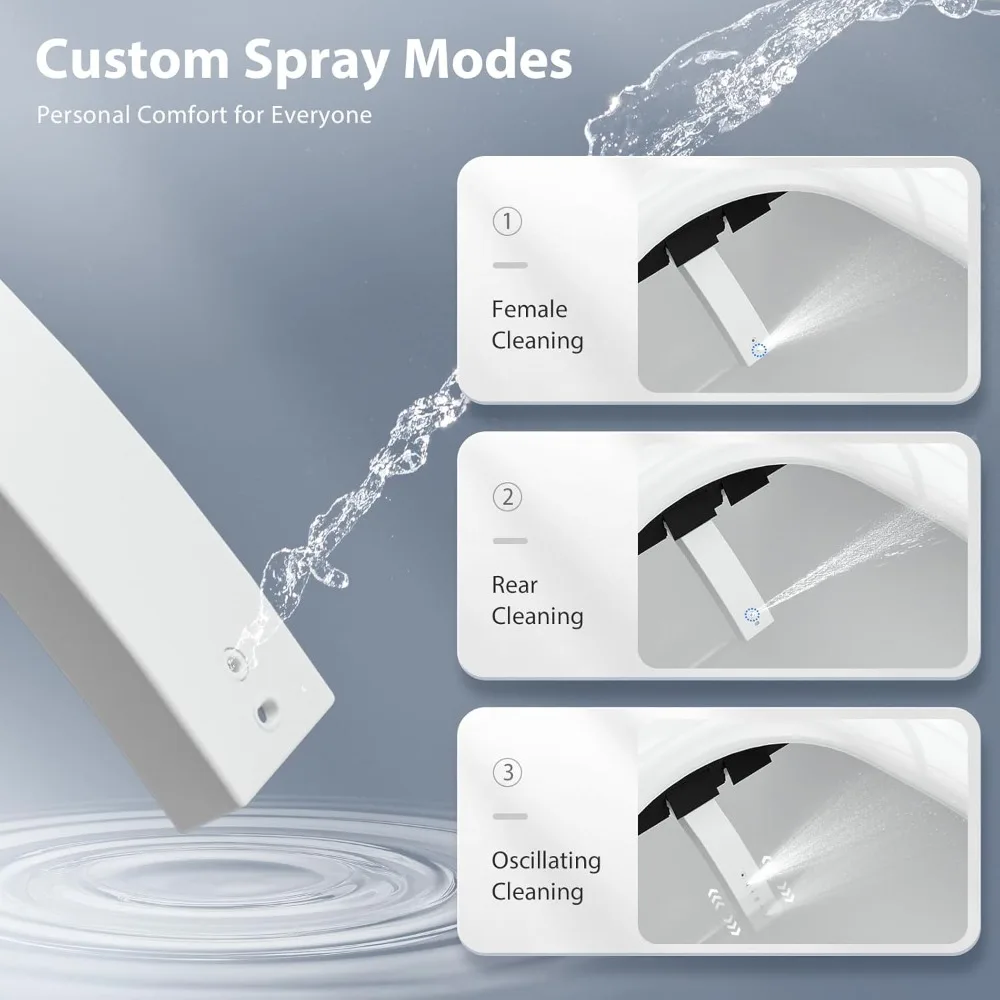 

Smart Heated Toilet Seat with Warm Water Wash, Air Dryer, Wireless Remote, Self-Clean & Adjustable Settings