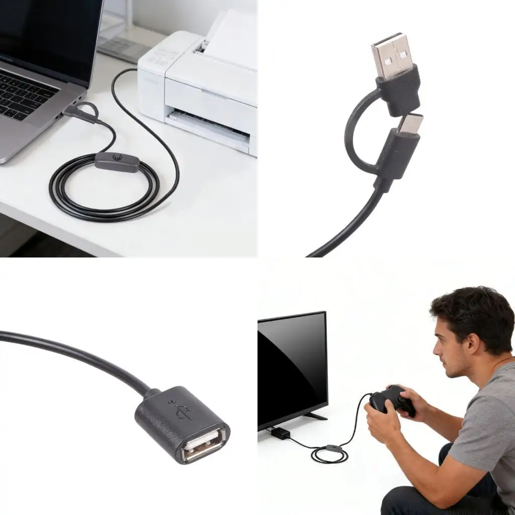M5TD 2 in 1 OTG Data Cable for Type C and USB Devices Enabling Fast Speed Transfer and Charging Support Between Electronics