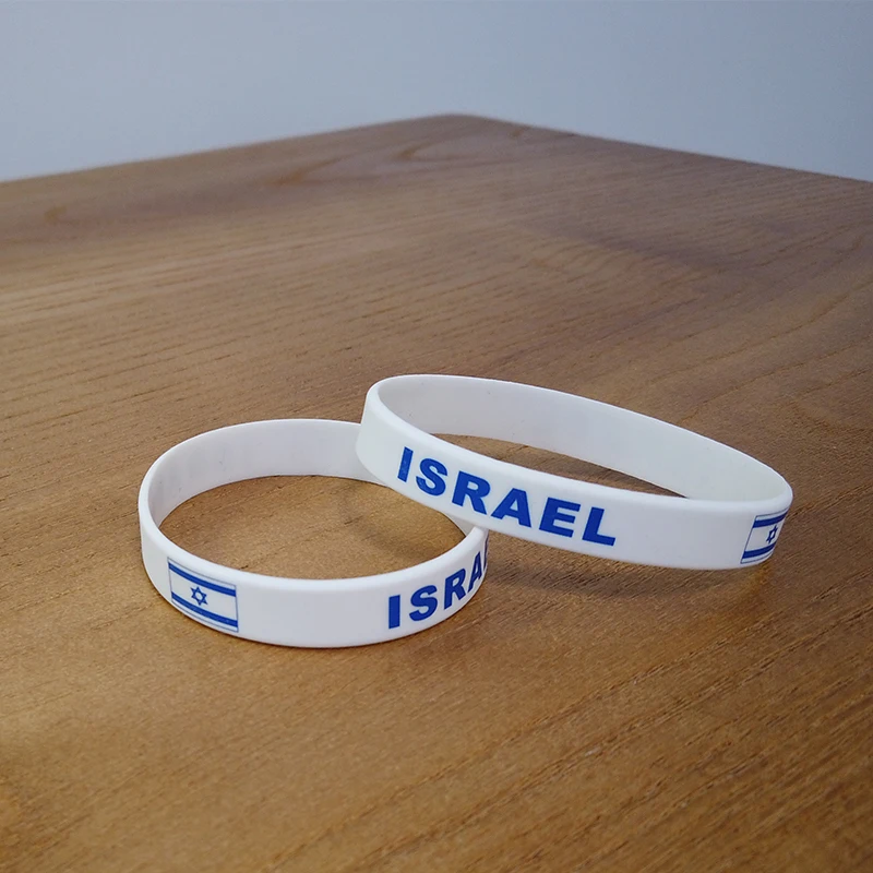 Imagem -03 - Israel Bandeira Nacional Pulseira Pulseira de Silicone Elástico Acessório de Moda Comemorativo Atacado 50 Pcs