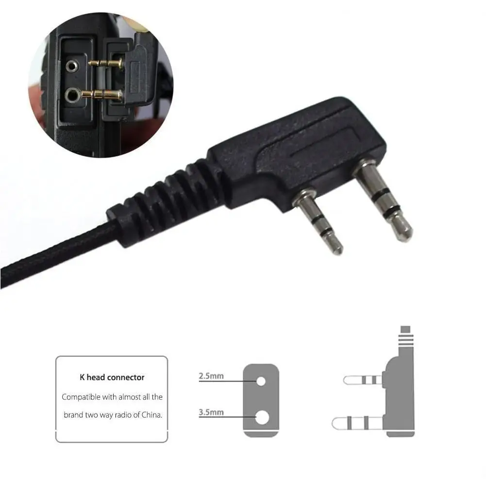 2 Pin G-shape Ear Hook Headset Earpiece For Baofeng UV5R Walkie Talkie Inline PTT Mic Headset