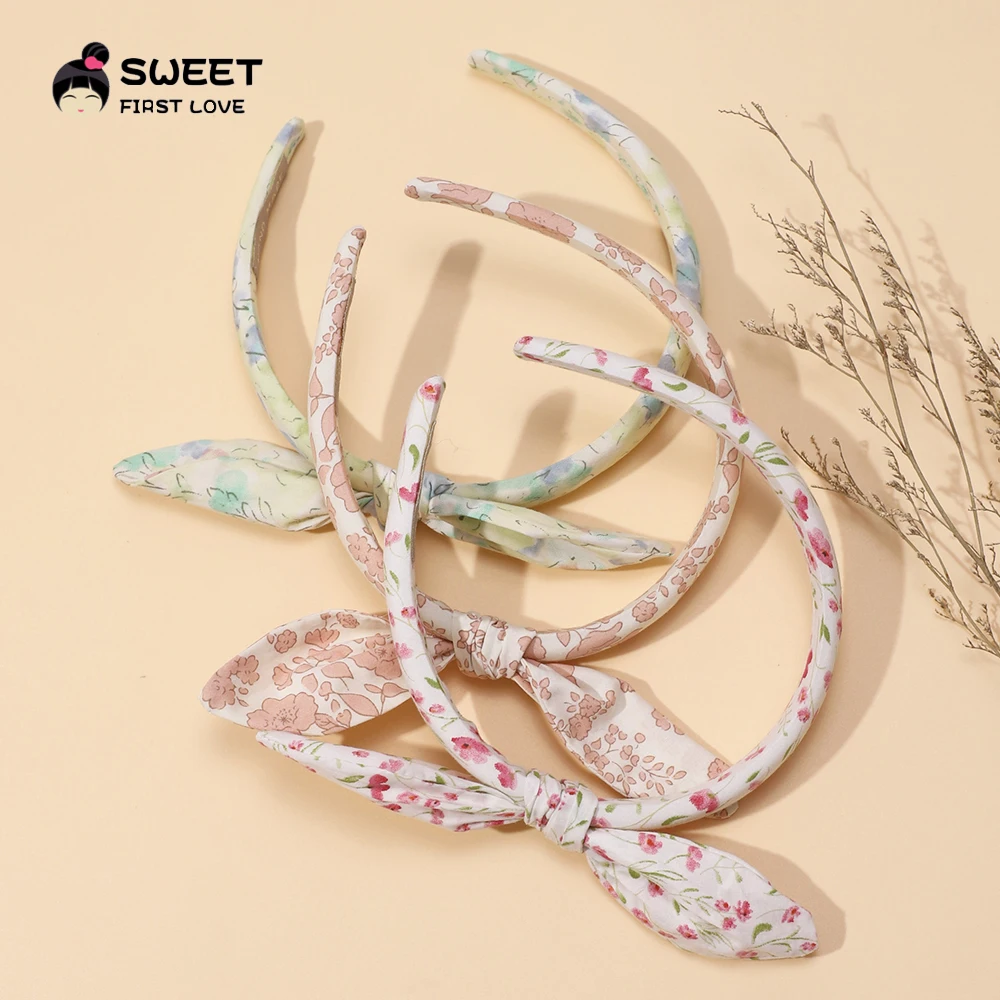 2024 New Print Style Rabbit Ear Hair Hoop Suit Children Baby Girl Hair Accessories Colorful Hair Clasp for Newborn Baby Items