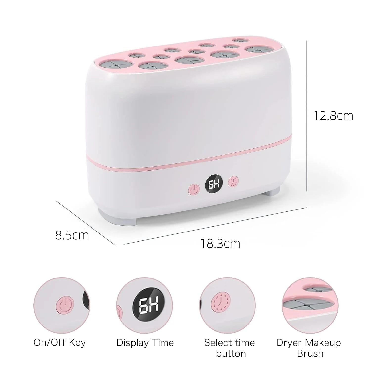 12 Holes Makeup Brushes Dryer Electric Cosmetic Brush Drying Machine Automatic Cosmetic Puff Makeup Tools Cleaner and Dryer Tool