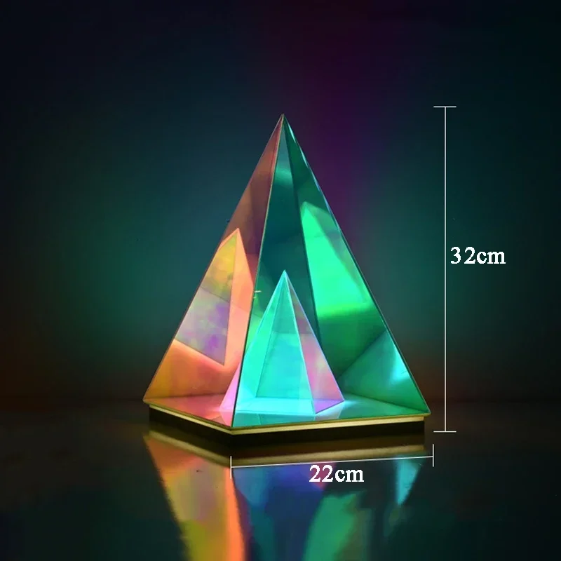 Remote Control RGB LED Night Light Bedside Atmosphere Desk Lamp Hotel Apartment Restaurant Pyramid Decorative Lamp Birthday Gift