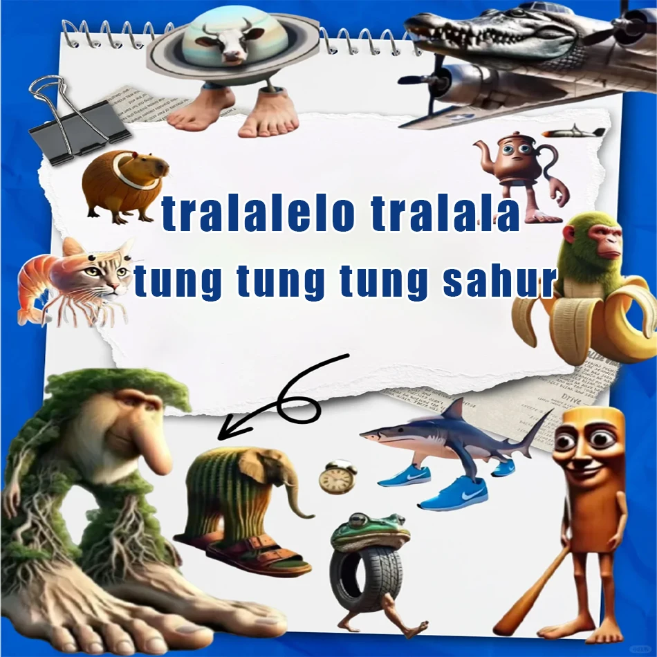 

2025 Italian Brainrot Tung Sahur Figure Toy Tralalero Tralala Figures Bombardino Crocodilo Shimpanzini Bananini Model Doll Gifts