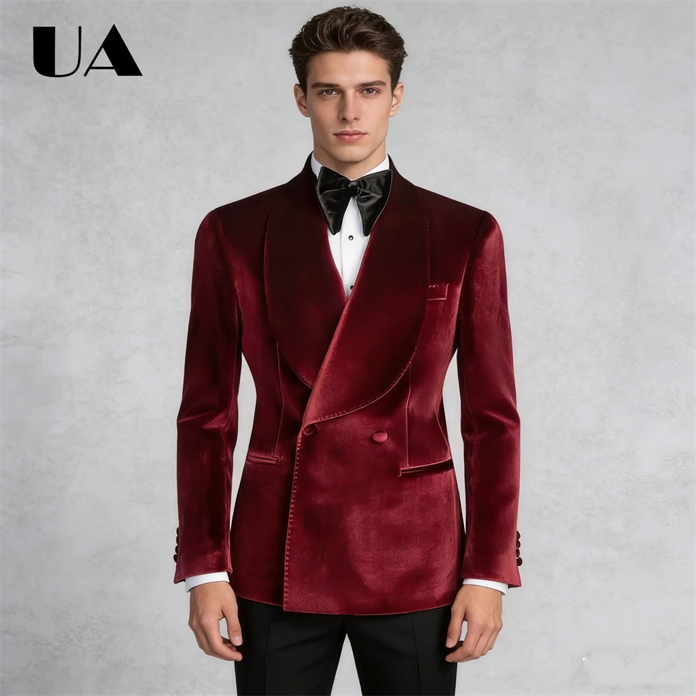 

Elegant Velvet Suit Blazer for Men XXS-7XL, Wide Shawl Collar Tailored Suit Jacket Solid 80+ Colors Suit Attire